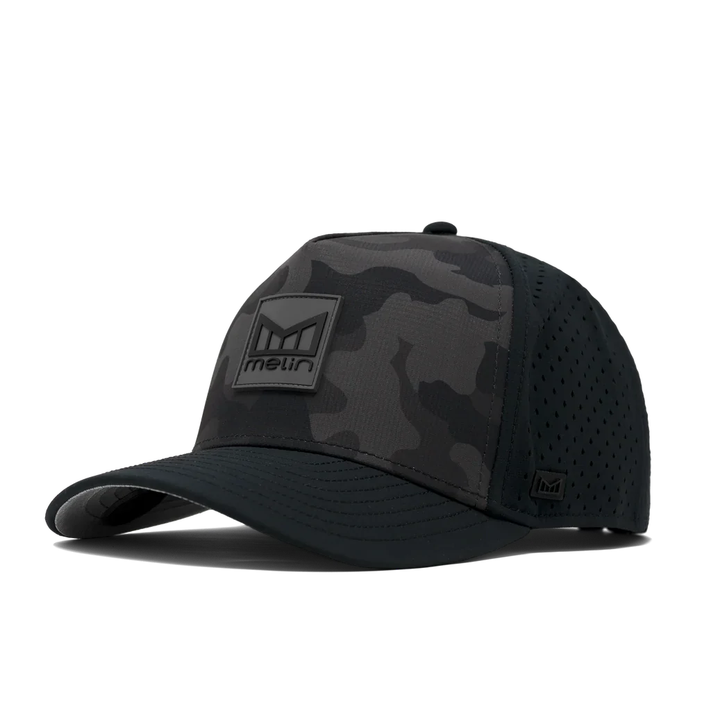 Melin Odyssey Stacked Hydro | Performance Snapback Hat | Black/Camo