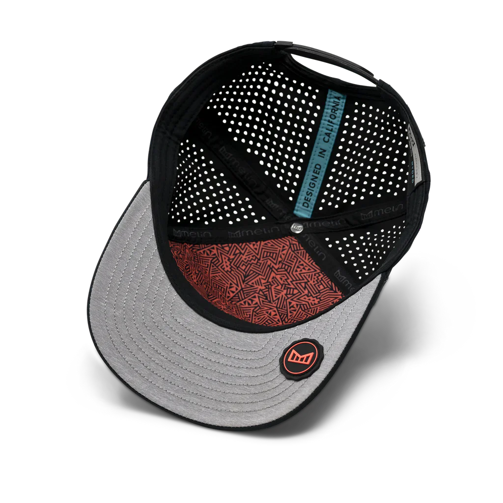 Melin Odyssey Stacked Hydro | Performance Snapback Hat | Black/Infrared