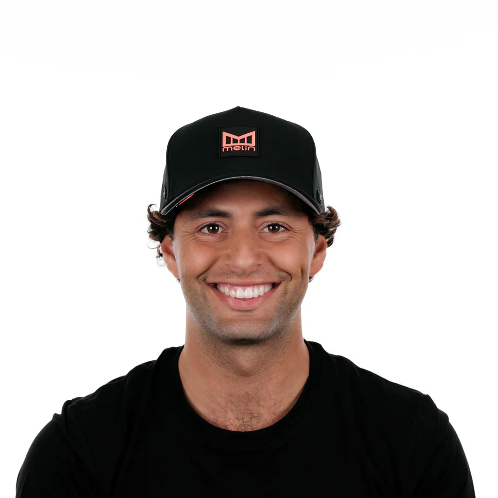 Melin Odyssey Stacked Hydro | Performance Snapback Hat | Black/Infrared